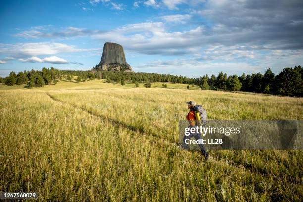 hiker - devils tower stock pictures, royalty-free photos & images