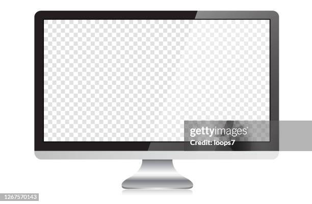 modern widescreen hd desktop pc monitor - black model studio stock illustrations