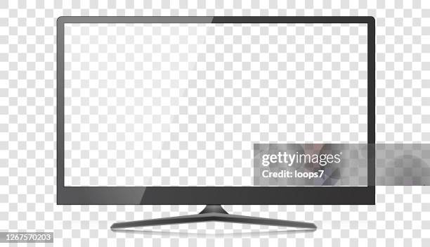 moderner widescreen hd desktop pc monitor oder fernseher - fernsehbranche stock-grafiken, -clipart, -cartoons und -symbole