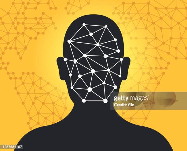 ilustraciones, imágenes clip art, dibujos animados e iconos de stock de tecnología de reconocimiento facial deep fake - sistema de reconocimiento facial