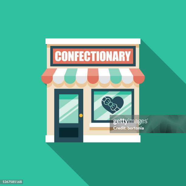 ilustraciones, imágenes clip art, dibujos animados e iconos de stock de icono de la tienda de confitería - envoltorio de dulce