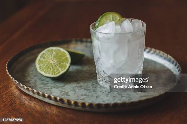 cocktail on tray - gin and tonic stock pictures, royalty-free photos & images