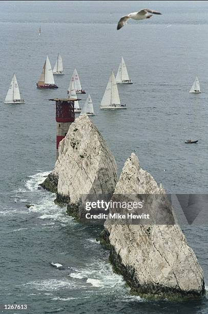 General view of the Needles during the Hoya Round the Island Race at the Isle of Wight. \ Mandatory Credit: Mike Hewitt /Allsport