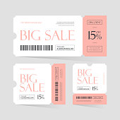 Coupon Ticket Card design. Element template for Graphic Design Vector Illustration.