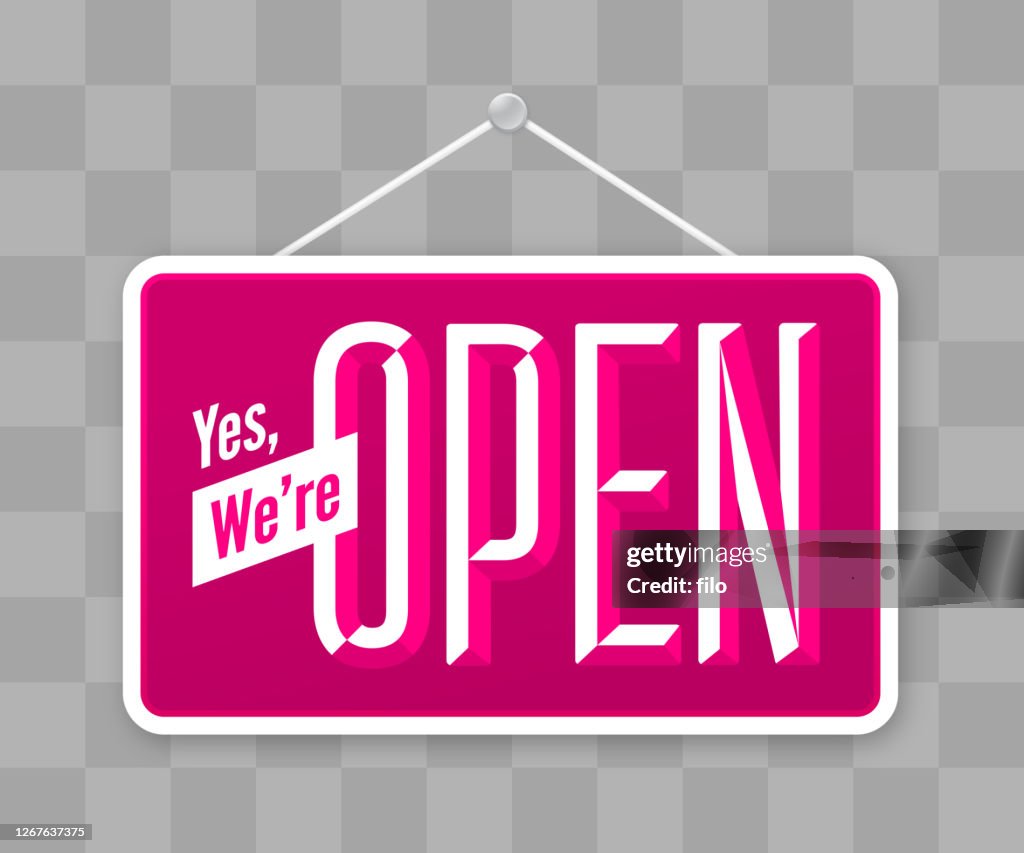 Yes, We're Open Hanging Business Sign