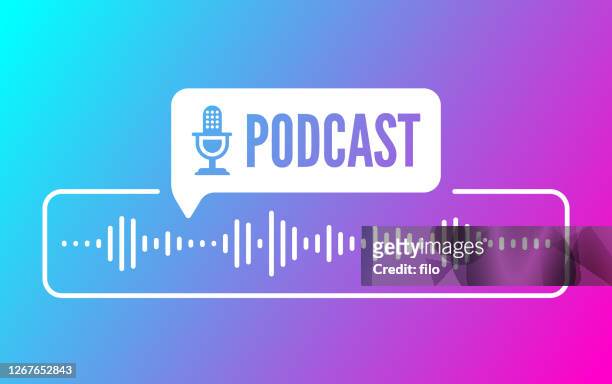 podcast sound audio wave design - radio logo stock illustrations