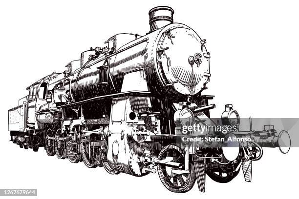 vector drawing of a locomotive - locomotive stock illustrations