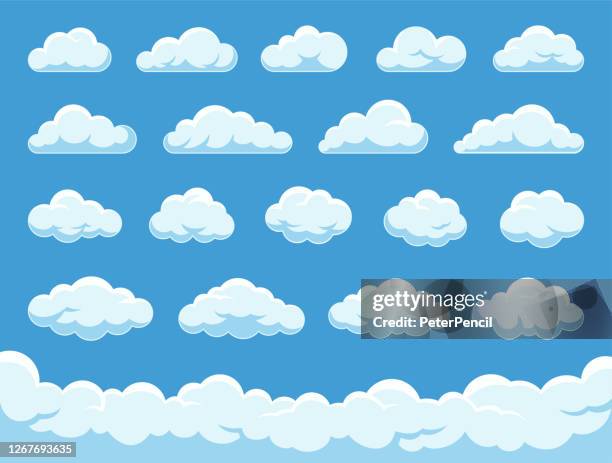 bildbanksillustrationer, clip art samt tecknat material och ikoner med clouds set - vektor lager samling - klar himmel