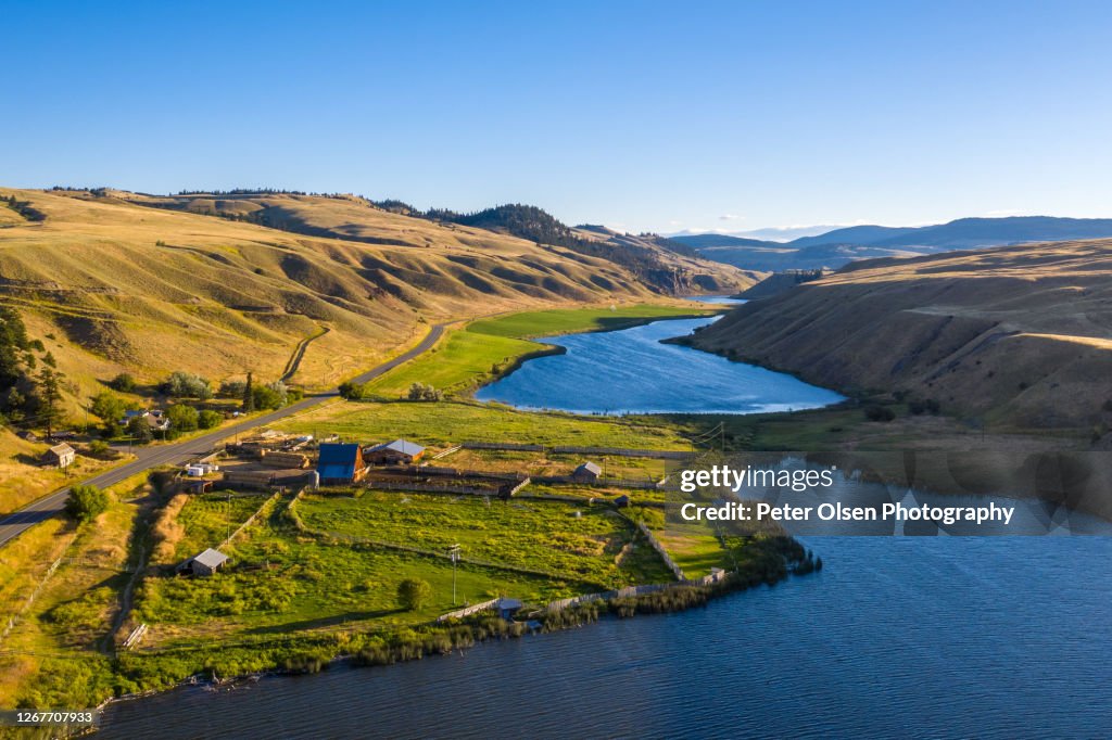 Aerial view of Trapp Lake near kamloops, bc