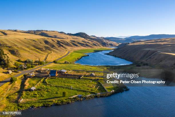 aerial view of trapp lake near kamloops, bc - kamloops stock pictures, royalty-free photos & images