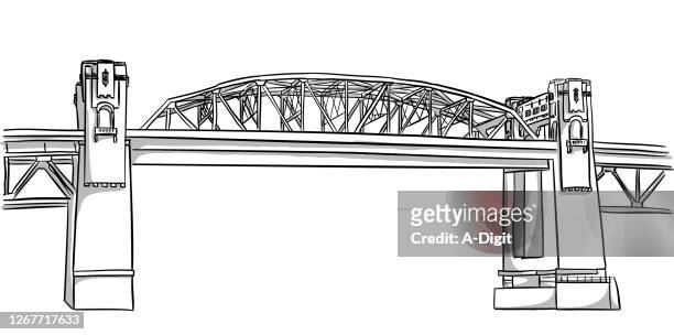 ダウンタウン シティ オールド ブリッジ - 桁橋点のイラスト素材／クリップアート素材／マンガ素材／アイコン素材