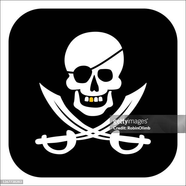 pirate skull with swords icon 2 - skull stock illustrations