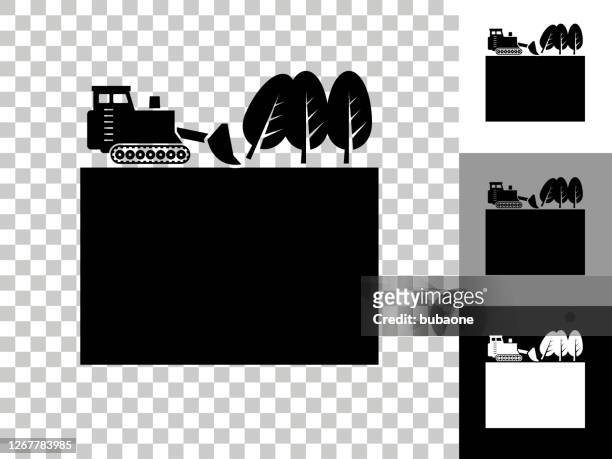 construction building icon on checkerboard transparent background - earth mover stock illustrations