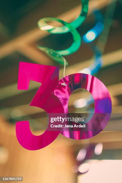 30th birthday party decoration, 30 years old - 30th birthday stock pictures, royalty-free photos & images