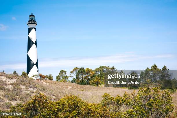 lighthouse outer banks north carolina, cape lookout national seashore - north carolina lighthouse stockfoto's en -beelden