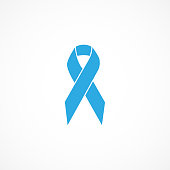Vector image of prostate cancer awareness ribbon.Blue ribbon.