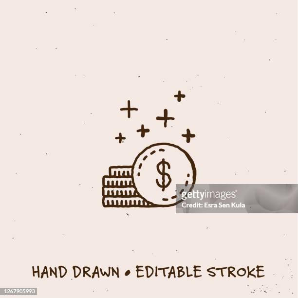 hand gezeichnet sparen geld-symbol mit bearbeitbaren strich - save money stock-grafiken, -clipart, -cartoons und -symbole