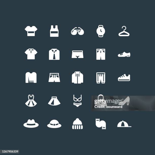 flat clothes icons - polo icon stock illustrations