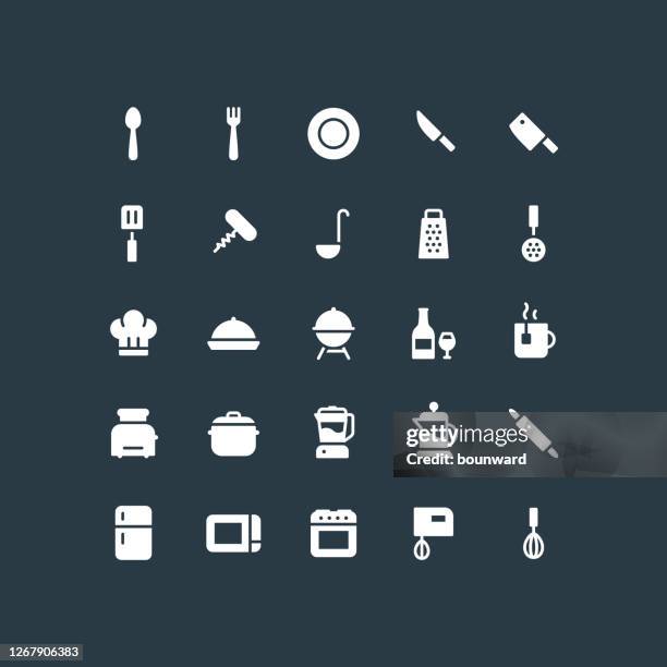 kitchen & cooking flat icons - measuring cups stock illustrations