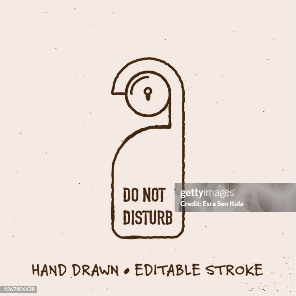 hand drawn do not disturb icon with editable stroke - doorknob stock illustrations