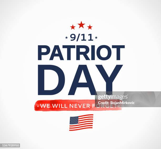 patriot day usa 9/11 card, september 11. we will never forget. vector - we will never forget stock illustrations