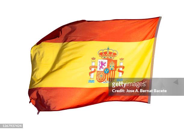 spanish flag on a white background. - spain flag stock pictures, royalty-free photos & images