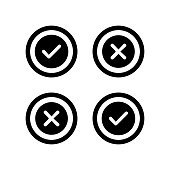 Accept or reject sign black icon