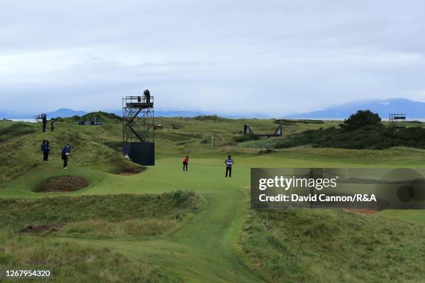 General view of the 8th green as Momoko Ueda of Japan plays a putt during Day Four of the 2020 AIG Women's Open at Royal Troon on August 23, 2020 in...