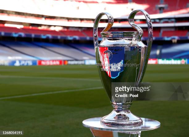 Detail view of the Champions League Trophy prior to the UEFA Champions League Final match between Paris Saint-Germain and Bayern Munich at Estadio do...