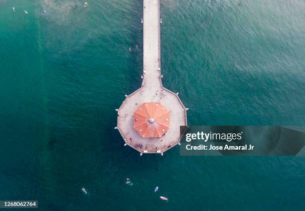 pier aerial views - manhattan beach stockfoto's en -beelden