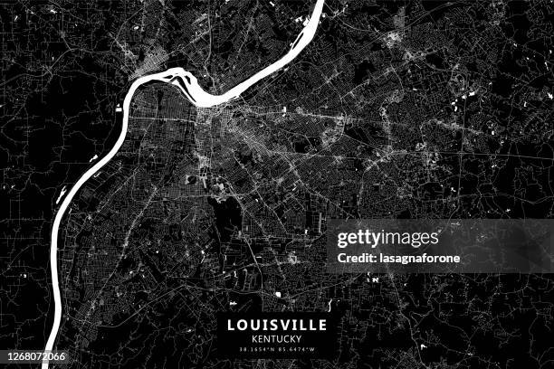 louisville, kentucky, usa vector map - muhammad ali center stock illustrations