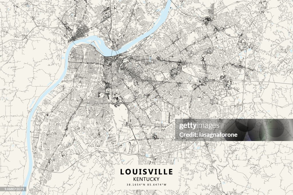 Louisville, Kentucky, USA Vektorkarte