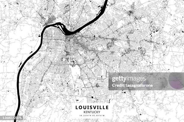 illustrazioni stock, clip art, cartoni animati e icone di tendenza di louisville, kentucky, usa vector map - louisville