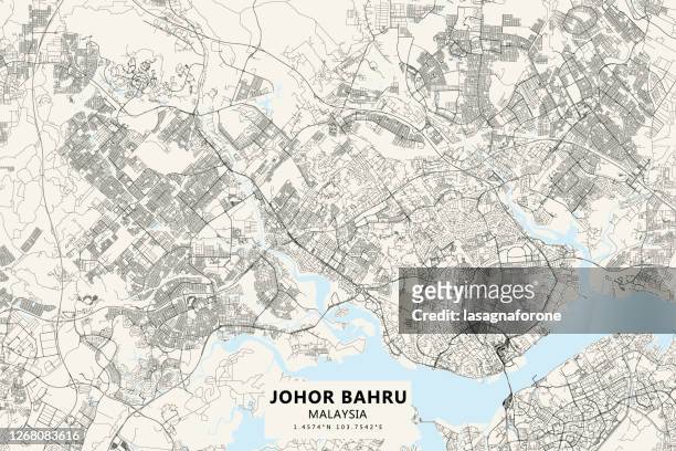 johor bahru, malaysia vector map - johor bahru stock illustrations