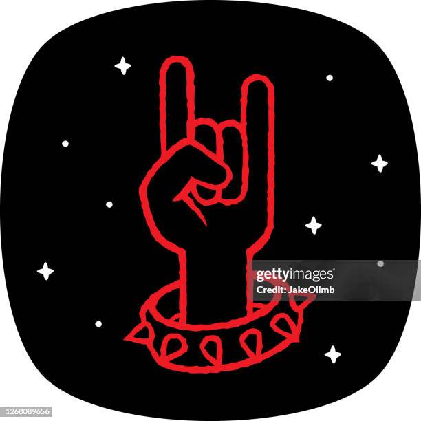 rock n roll hand doodle 3 - horn sign stock illustrations