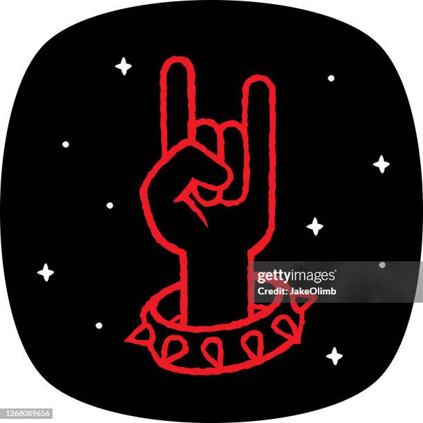 rock n roll hand doodle 3 - chalk rock stock illustrations