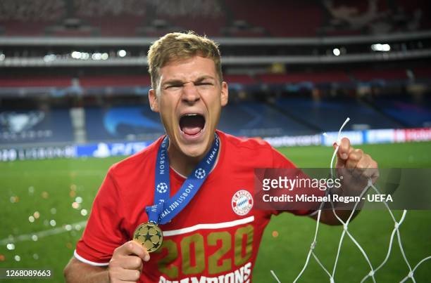 Joshua Kimmich of FC Bayern Munich celebrates following his team's victory in the UEFA Champions League Final match between Paris Saint-Germain and...