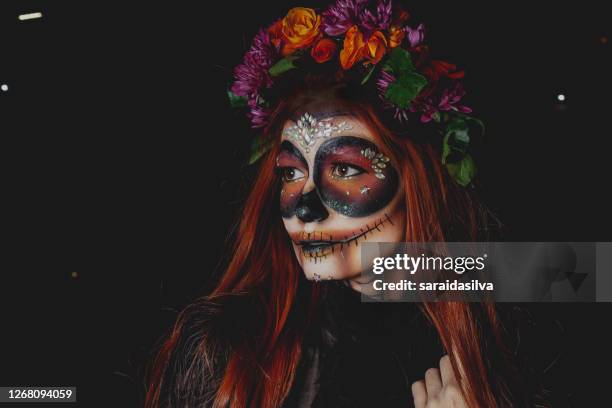 catrina make up halloween - halloween makeup stock-fotos und bilder