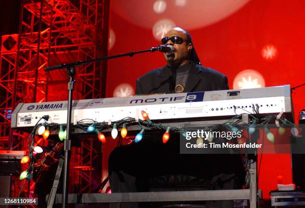 Stevie Wonder performs during KIIS FM's 4th Annual Jingle Ball at the Anaheim Pond on December 3, 2004 in Anaheim, California.