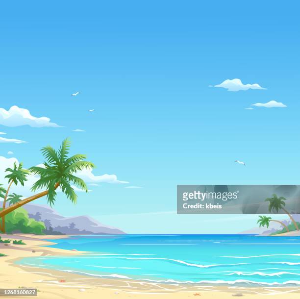 illustrations, cliparts, dessins animés et icônes de belle plage de sable blanc - summer landscape