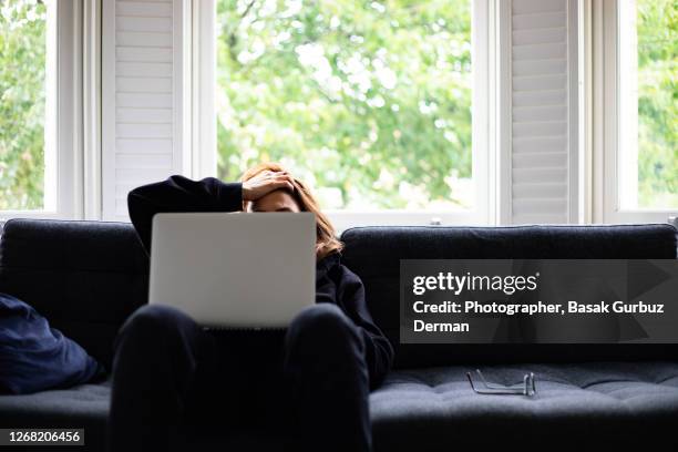 depression is on the rise with high unemployment - working from home stress stock pictures, royalty-free photos & images