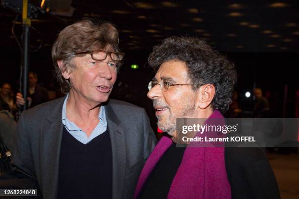 Director Etienne Chatillez and Composer Gabriel Yared attends 'The Celebration of Gabriel Yared 's Film Music' at Philharmonie De Paris on December...