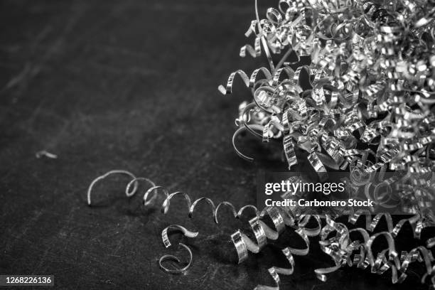 a pile of metal shavings. - shavings stock pictures, royalty-free photos & images