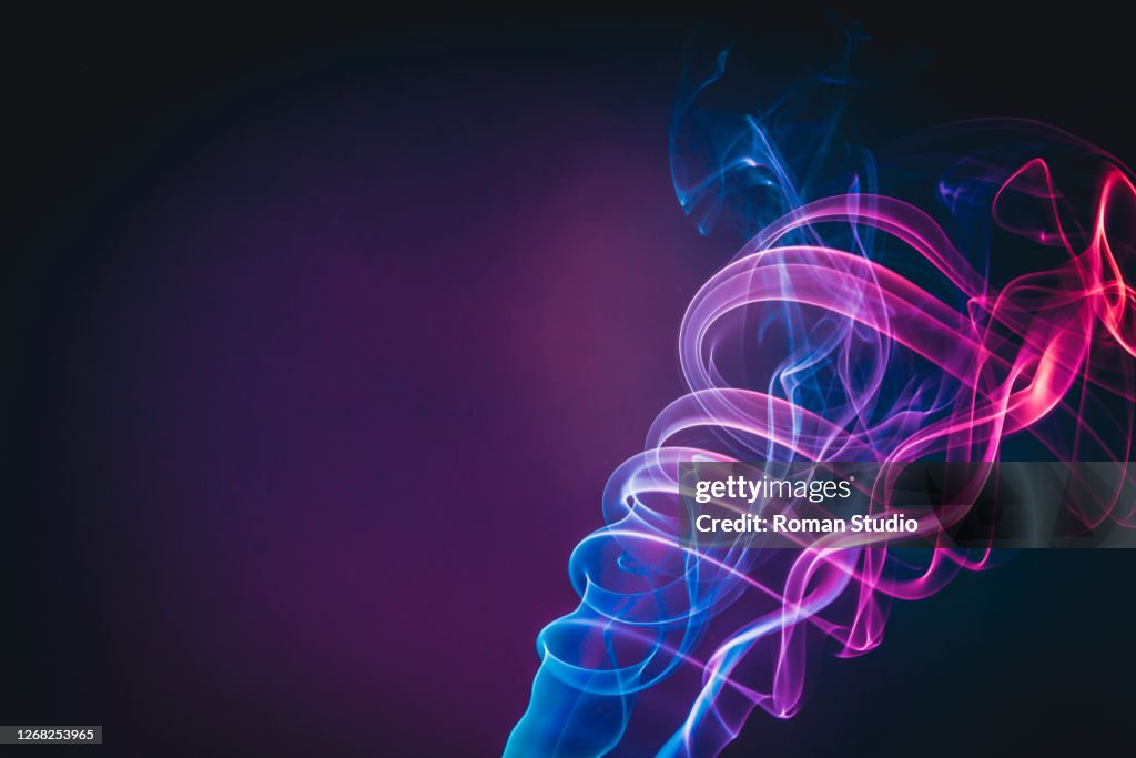 Blue Pink Purple Smoke On Black Background Vape Steam High-Res Stock Photo  - Getty Images