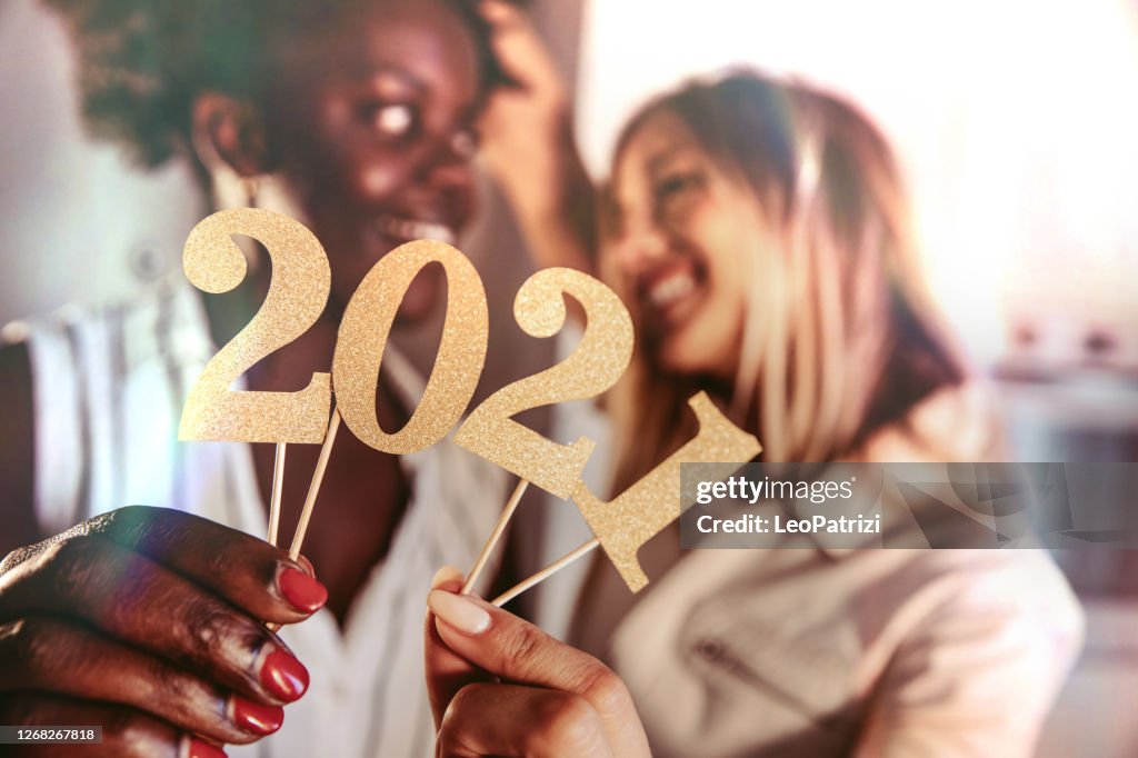 Woman celebrating 2021 New Year