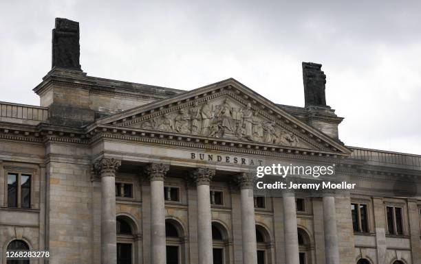 Bundesrat sign is seen on August 24, 2020 in Berlin, Germany. Germany is carefully lifting lockdown measures nationwide in an attempt to raise...