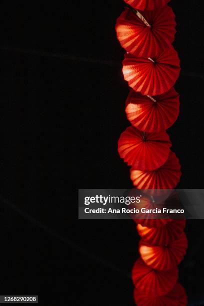 fair illuminated lanterns - feria de abril stock pictures, royalty-free photos & images