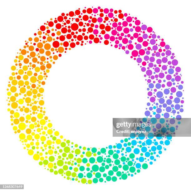 simple rainbow dotted circle - marriage equality stock illustrations