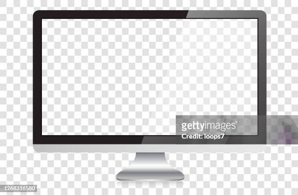 illustrazioni stock, clip art, cartoni animati e icone di tendenza di moderno monitor per pc desktop hd widescreen - monitor