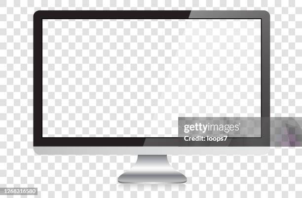 modern widescreen hd desktop pc monitor - computer screen mockup office stock illustrations